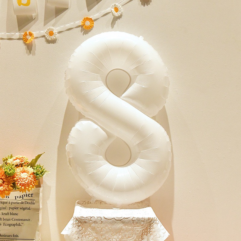 {SIZE ĐẠI~70cm} Bong bóng số sinh nhật số 0-9 màu trắng sữa