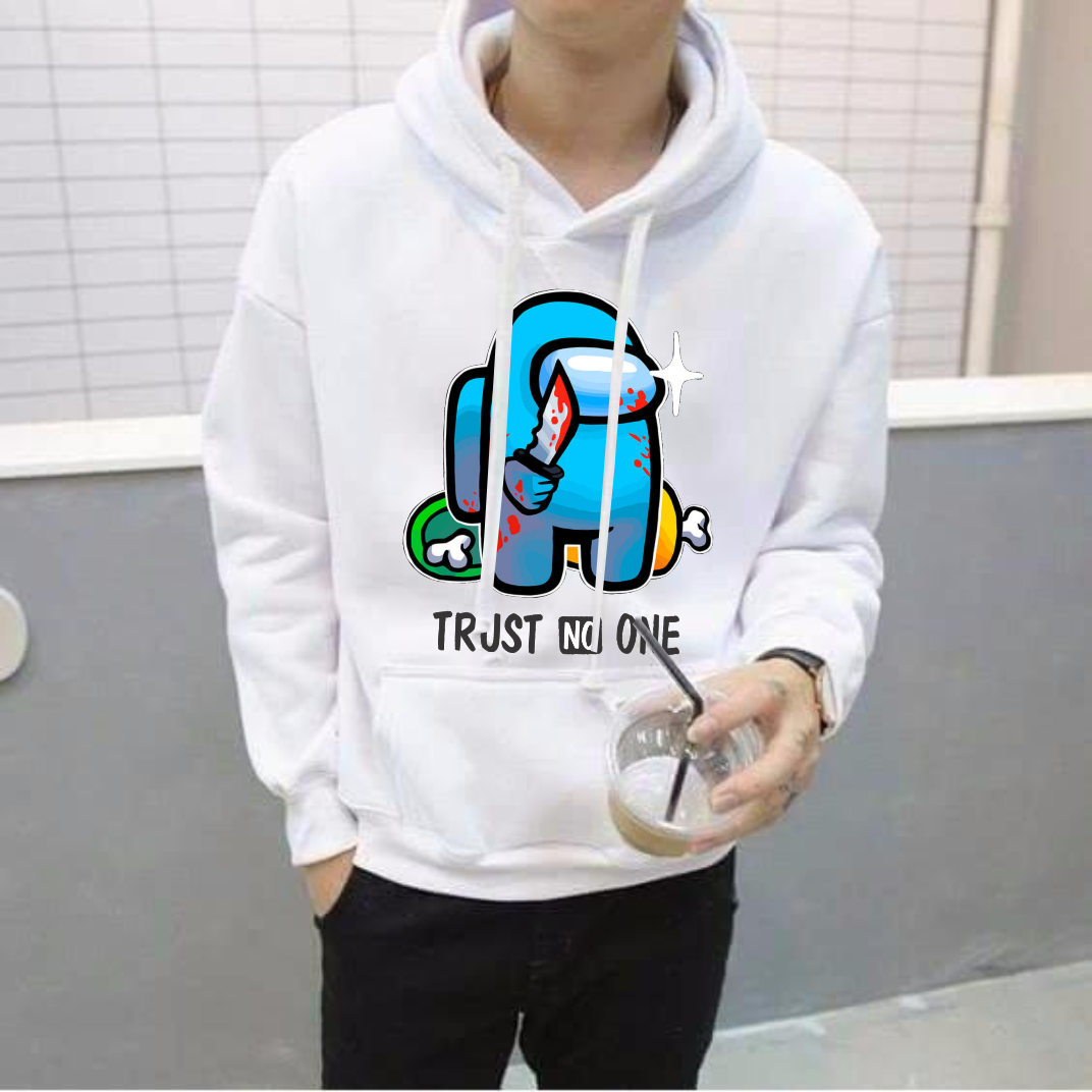 Áo Hoodie Among US  Màu Trắng Hình Xanh Chất Nỉ Dầy Dặn Hot Trend 2021