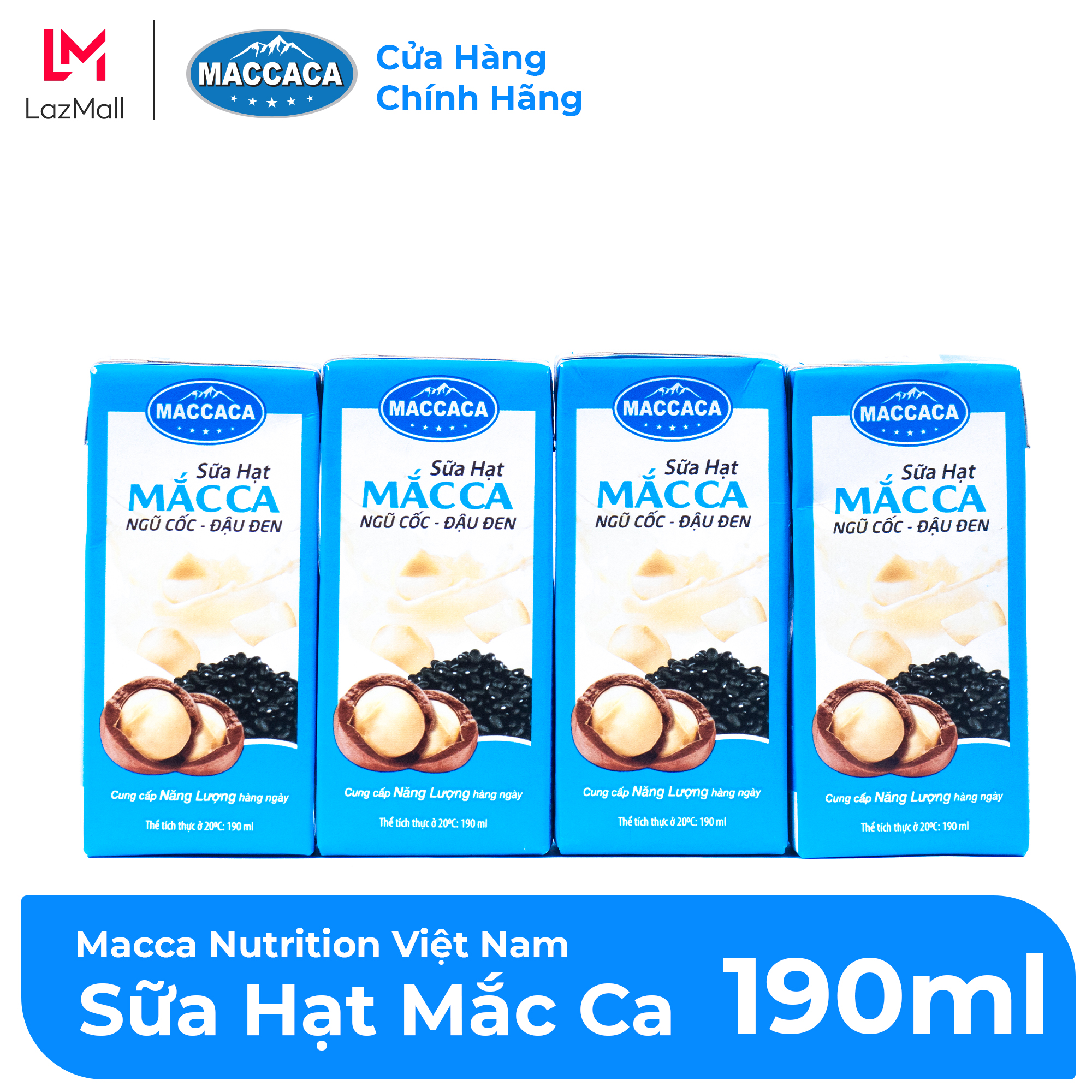 Maccaca - Lốc 4 hộp sữa hạt Mắc Ca Ngũ Cốc - Đậu Đen