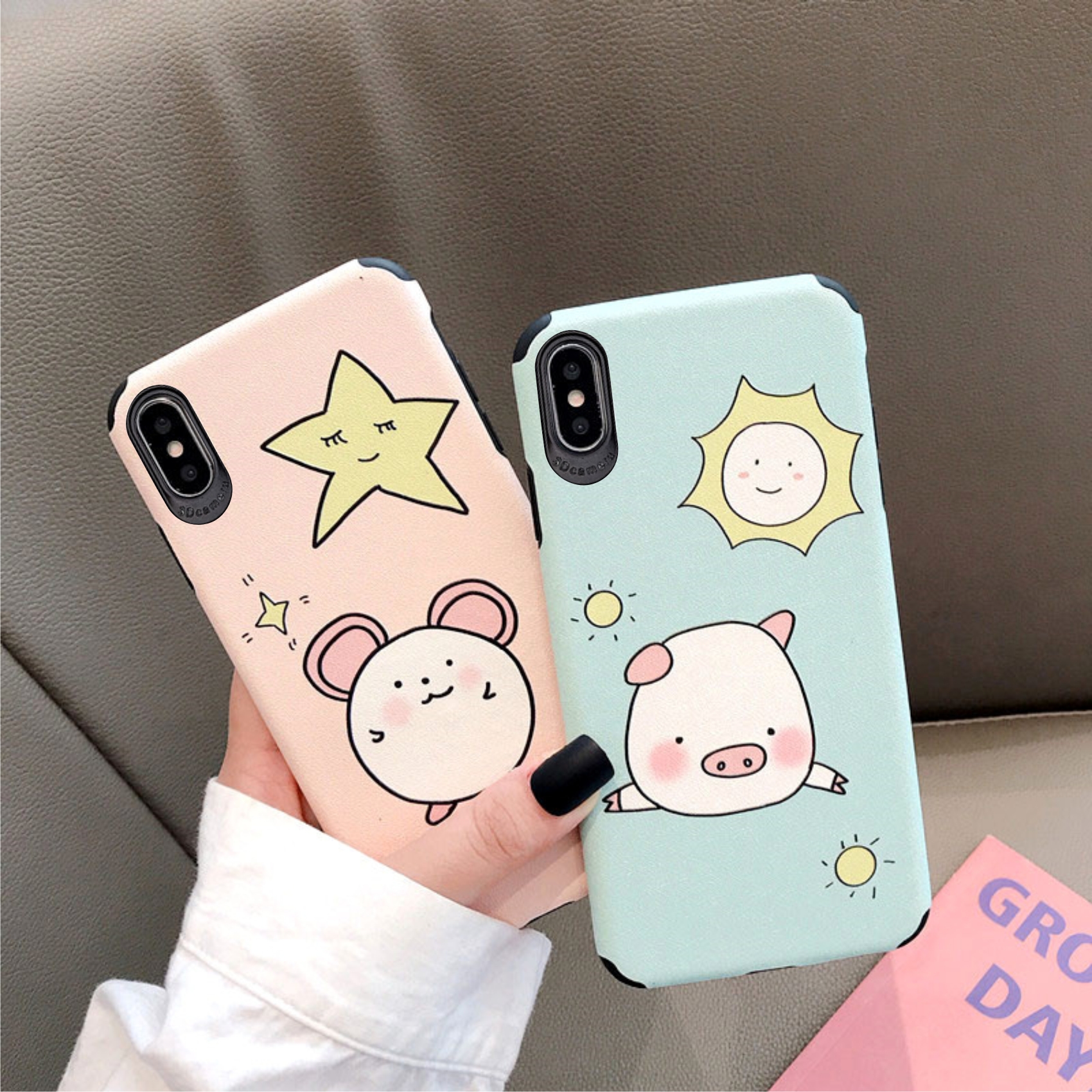Ốp Lưng Da IMD Pig Cartoon