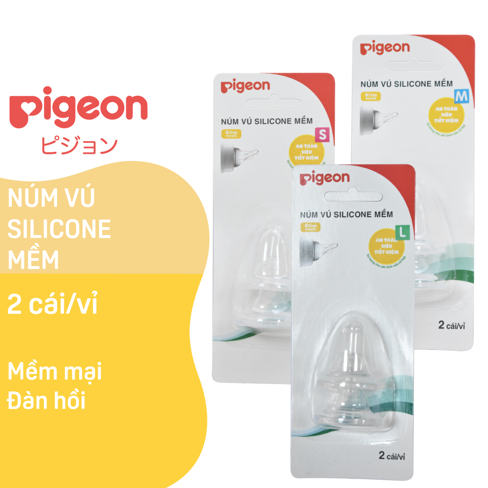 Pigeon L Soft Silicone Narrow Neck Nipple (2 Pieces/Blister)