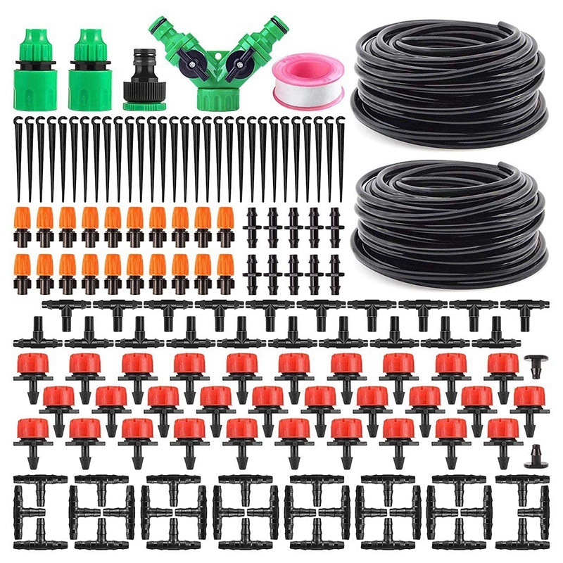 Garden Automatic Drip Irrigation Set,30M Adjustable Mini DIY Irrigation Kit,1/4 inch Heavy Duty Tube Watering Kit for Patio Lawn Garden Greenhouse Flower Bed