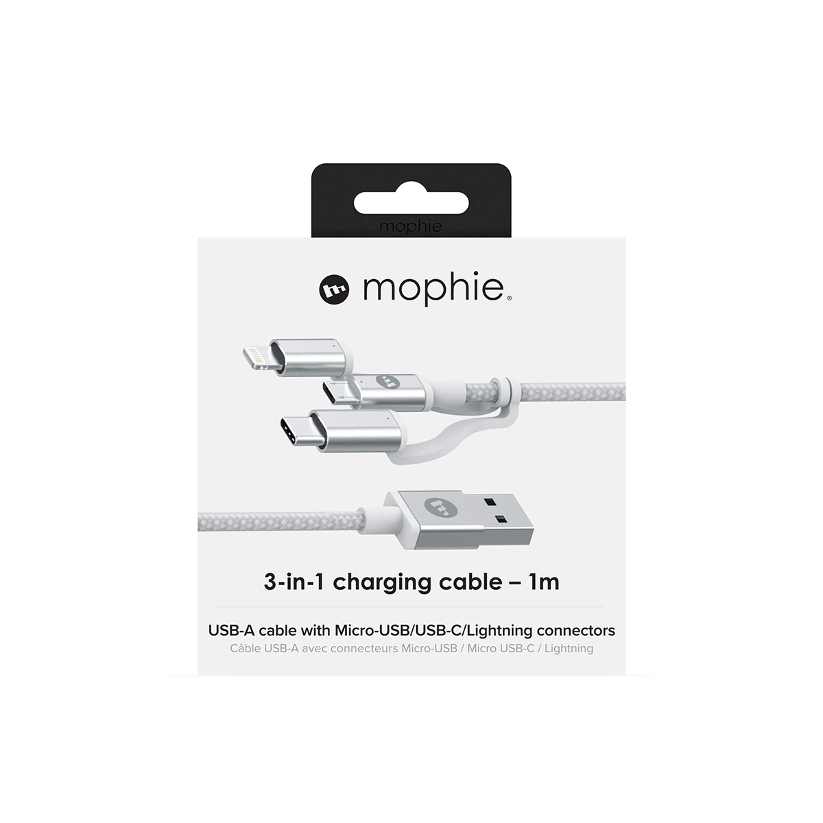 Cáp 3in1 Lightning/USB-C/Micro Mophie Tri-Trip 1M - Dâu Đen Store