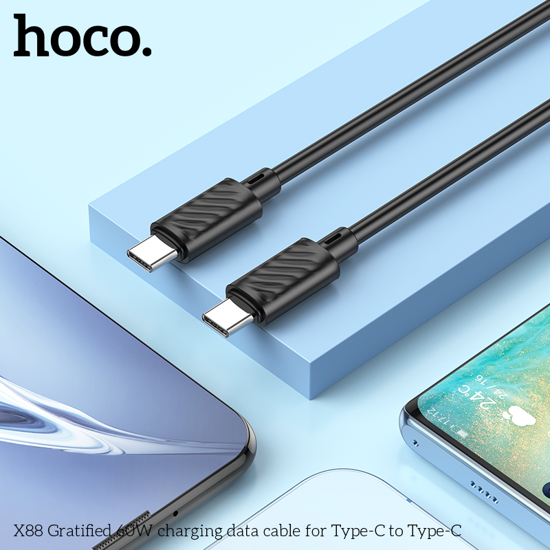 Cáp sạc dây dù Hoco X88 TypeC to TypeC 60W / TypeC to Lightning 20W dài 1M (Màu Random) - Nhất Tín Computer