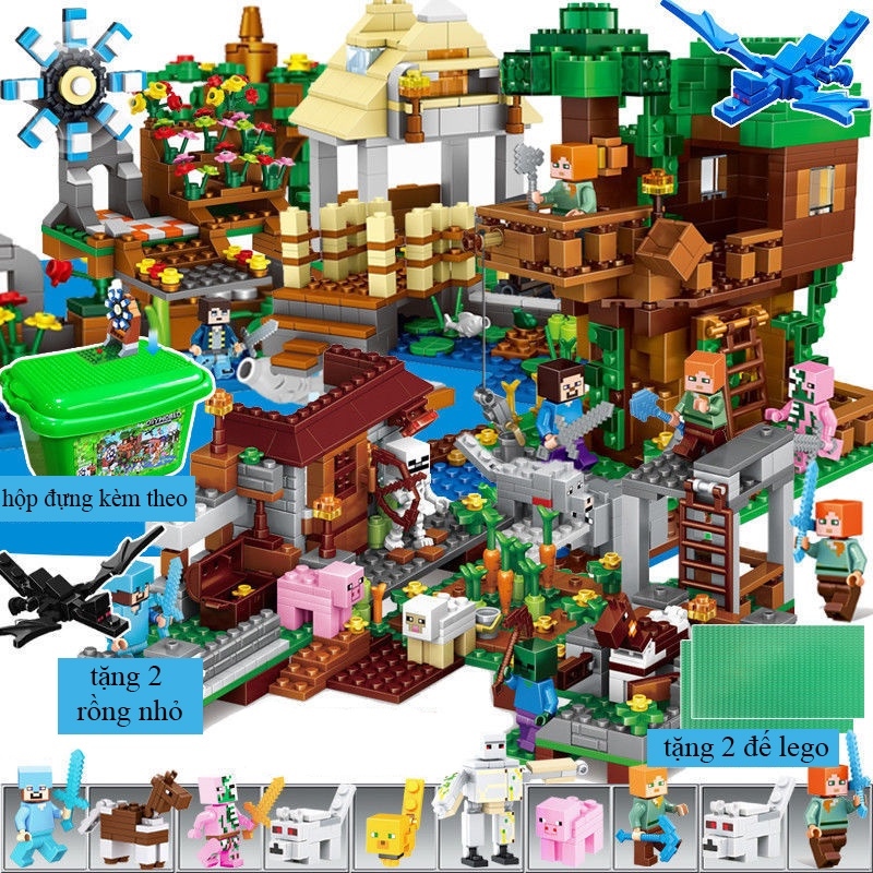 Đồ chơi lắp ráp❖♠¤  [Mã 12LSSALE giảm 100  đơn 50k] Bộ Đồ Chơi Lắp Ráp Lego Minecraft Cho Bé