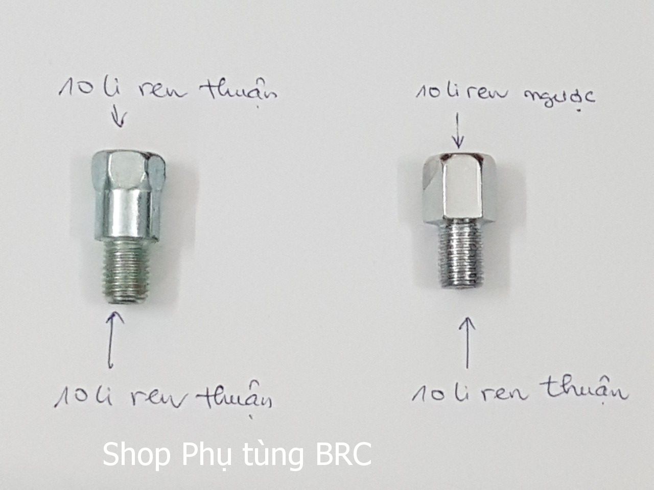 Combo bộ ốc nối chân kiếng xe máy trái, phải 10 li thuận ra 10 li ngược dùng cho các loại xe hãng HONDA có chân kiếng 10 li nhưng muốn gắn kiếng 10 li của xe hãng YAMAHA.