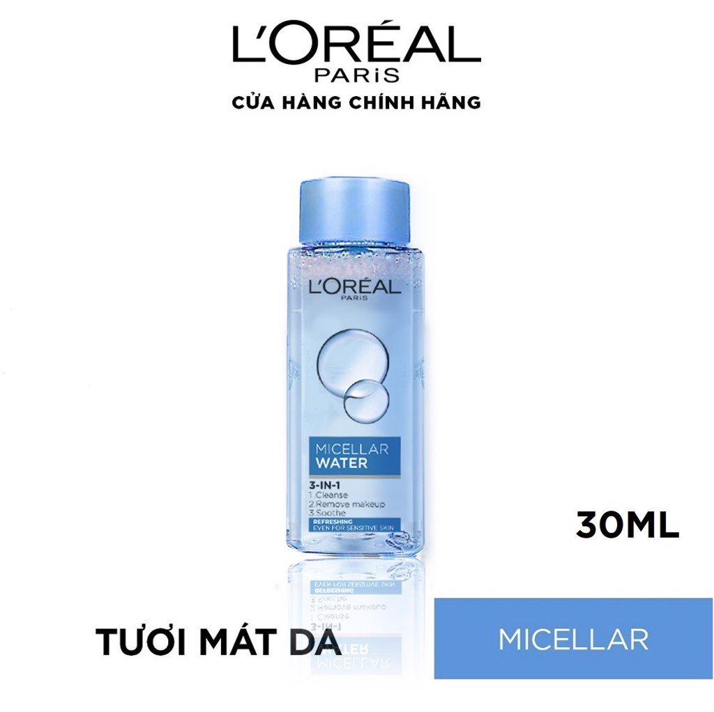 Nước tẩy trang L'Oreal Paris Tươi mát da (xanh nhạt) 30ml
