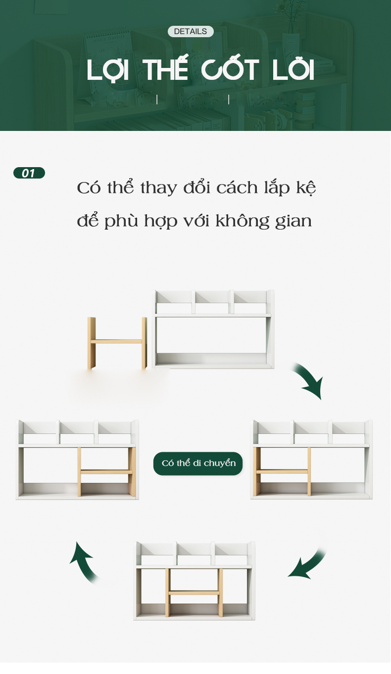 Kệ Sách Để Bàn, Giá Sách Thiết Kế Hiện Đại Thương Hiệu IGA - GP157