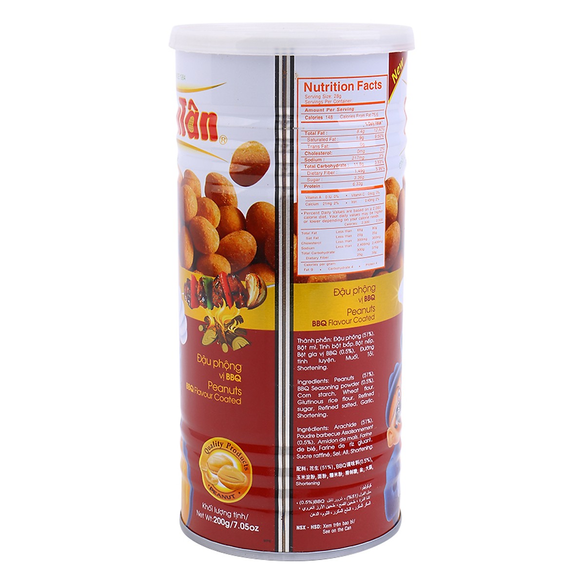 Combo 4 lon Đậu phộng vị BBQ Tân Tân 200g