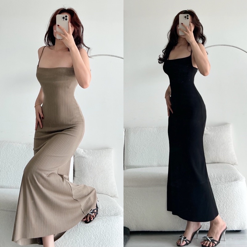 Đầm Body Maxi Cổ Đổ Thiết Kế