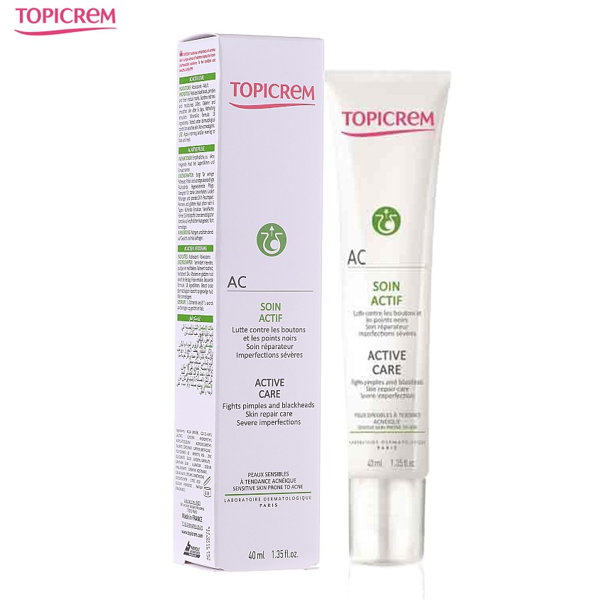 Topicrem kem hỗ trợ giảm mụn, làm mờ vết thâm - ac active care 40ml