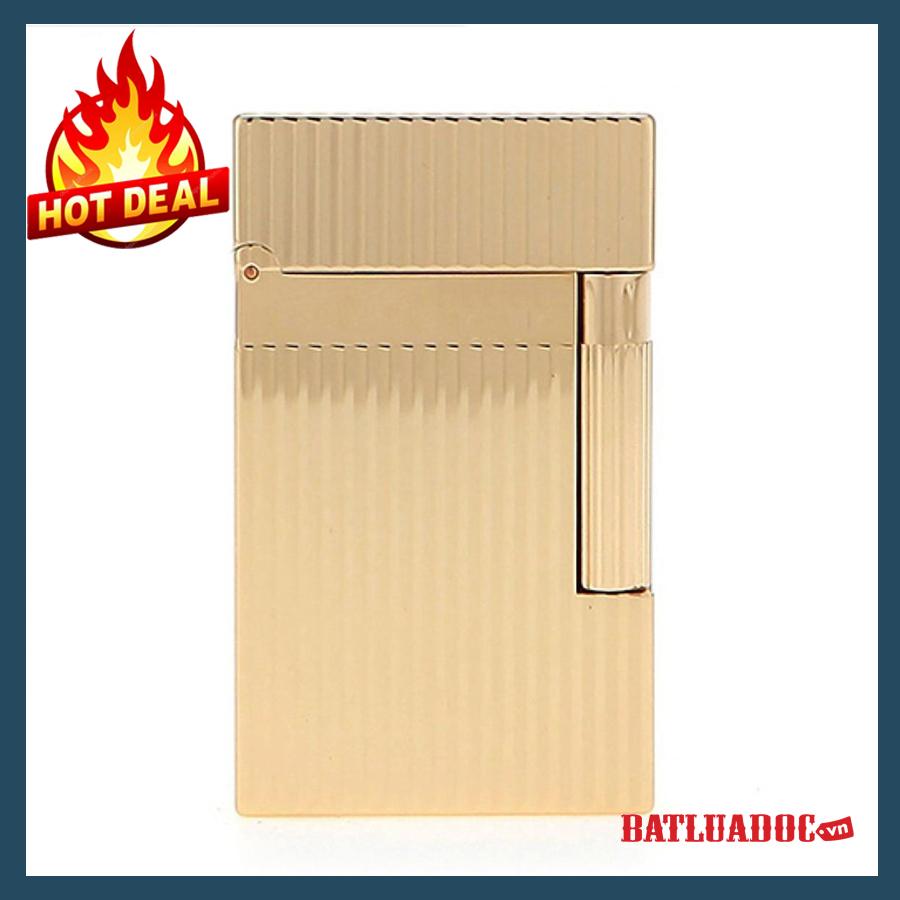 Vỏ Hộp Quẹt Bật Lửa Gas Đá ST Dupont Kẻ Sọc Đứng Màu Vàng Sang Trọng Lịch Lãm  (KHÔNG XĂNG, KHÔNG GAS)
