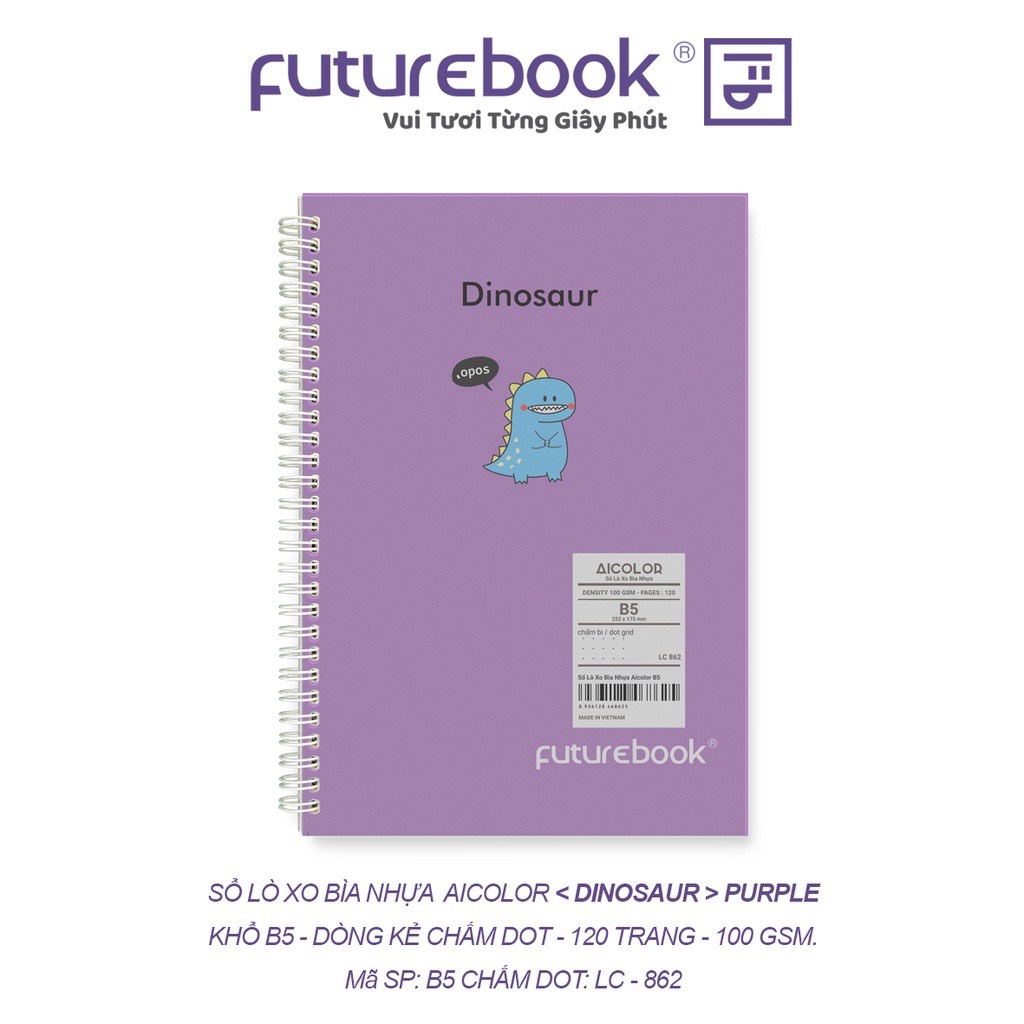 Sổ Lò Xo Bìa Nhựa Aicolor B5 Chấm Dot 120 Trang 100 GSM. VPP FUTUREBOOK. MSP: LC862. Giao mẫu ngẫu nhiên.