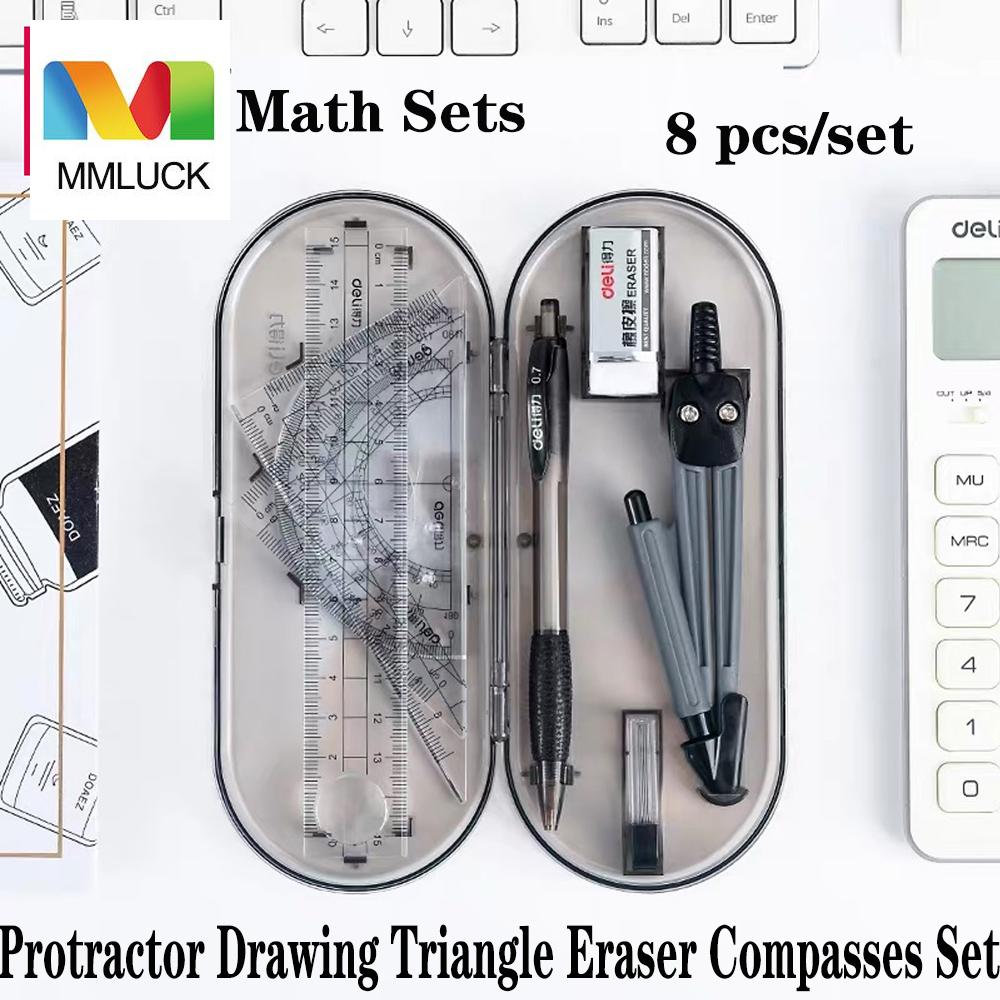 MMLUCK With Storage Box For Engineering Drawing Ruler Compass Student Supplies Stationery Math Sets Compass Ruler Kit Math Learning Tools Geometry Kit Set
