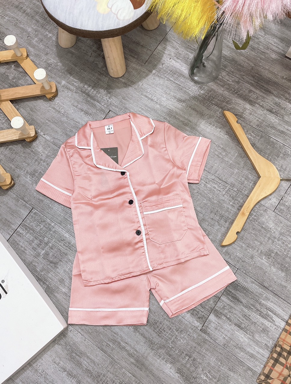 bộ pizama lụa satin cho bé 9-22kg