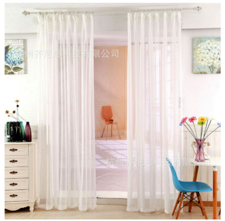 Rèm Voan Treo Cửa Lót Trang Trí ,Che Nắng Dịu Nhẹ Có Khoen Tròn - voan trắng trơn