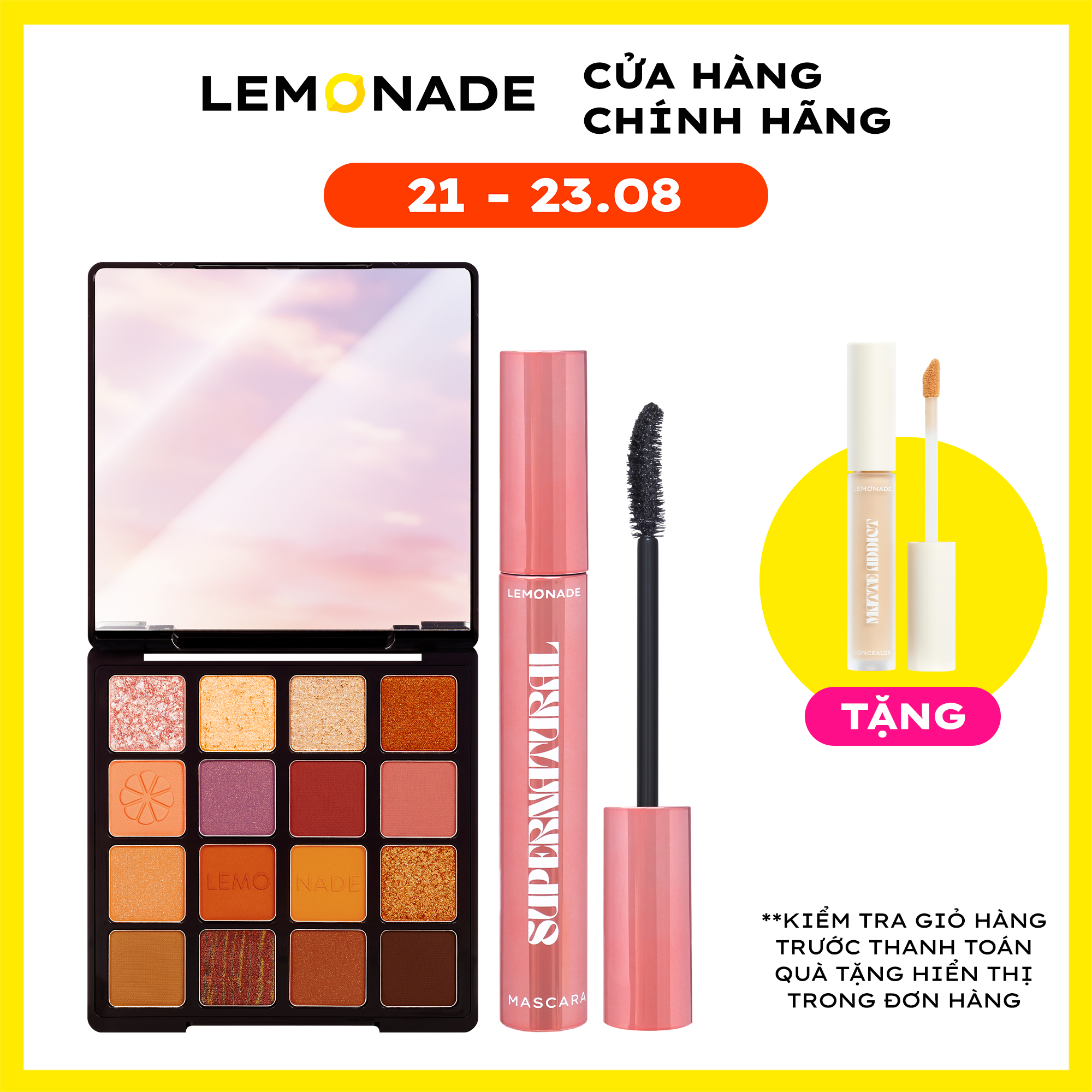 Combo Lemonade Bảng phấn mắt Aesthetic Eyeshadow Palette 20.8g và Chuốt mi SuperNatural Mascara 7.5g