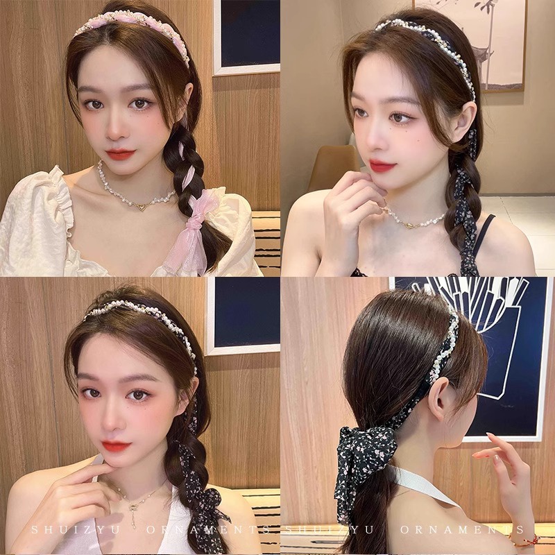 Dây Cột Tóc Đính Ngọc Trai Phong Cách Hàn Quốc
