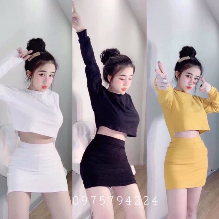 Set áo crotop chân váy cho nữ dưới 55kg
