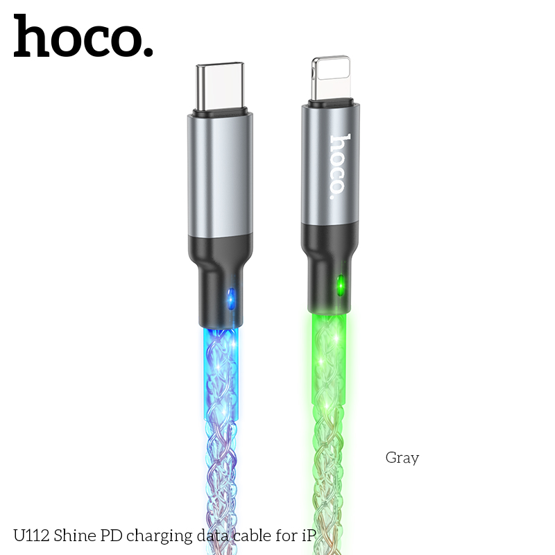 Cáp sạc nhanh hoco u112 cổng lightning / typec / typec to lightning 20w / typec to typec 60w led siêu đẹp, dài 1m - nhất tín computer