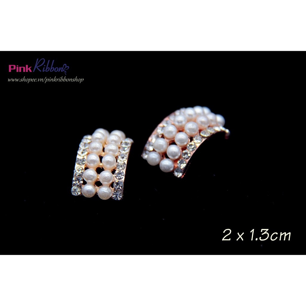 Charm chữ nhật cong đính trai - đá nhí