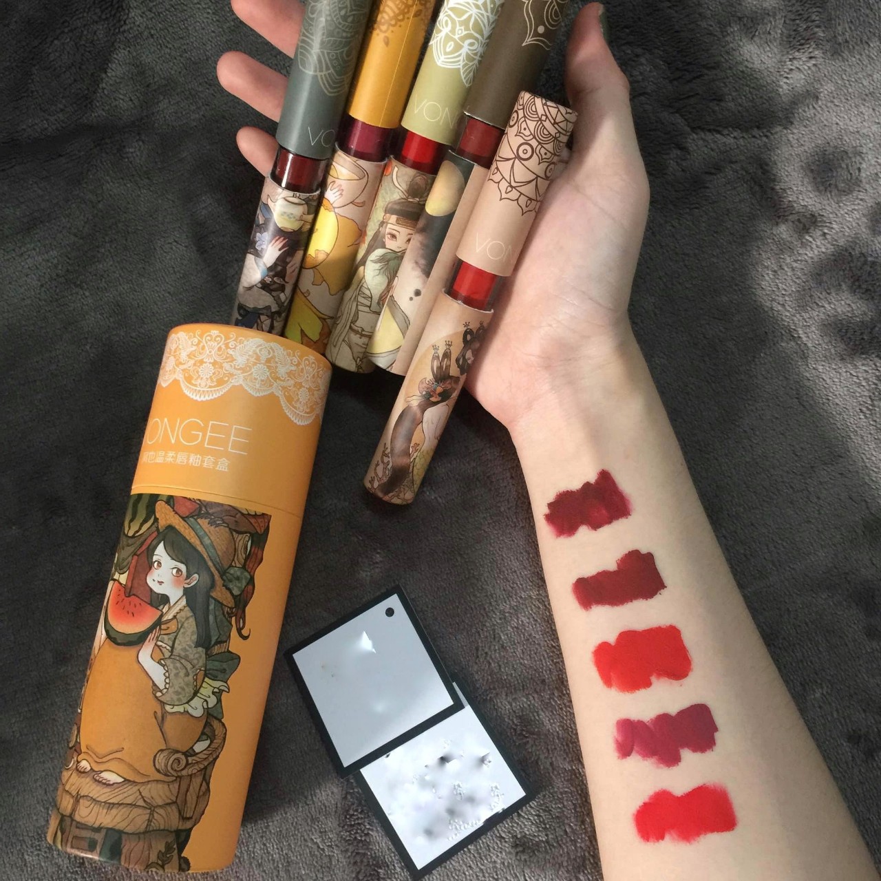 [TẶNG NƯỚC HOA 4D 20ML]-Set 6 son kem lì cổ trang Vongee thiết kế độc đáo – CAVALI –  Set son mùi thơm kẹo ngọt