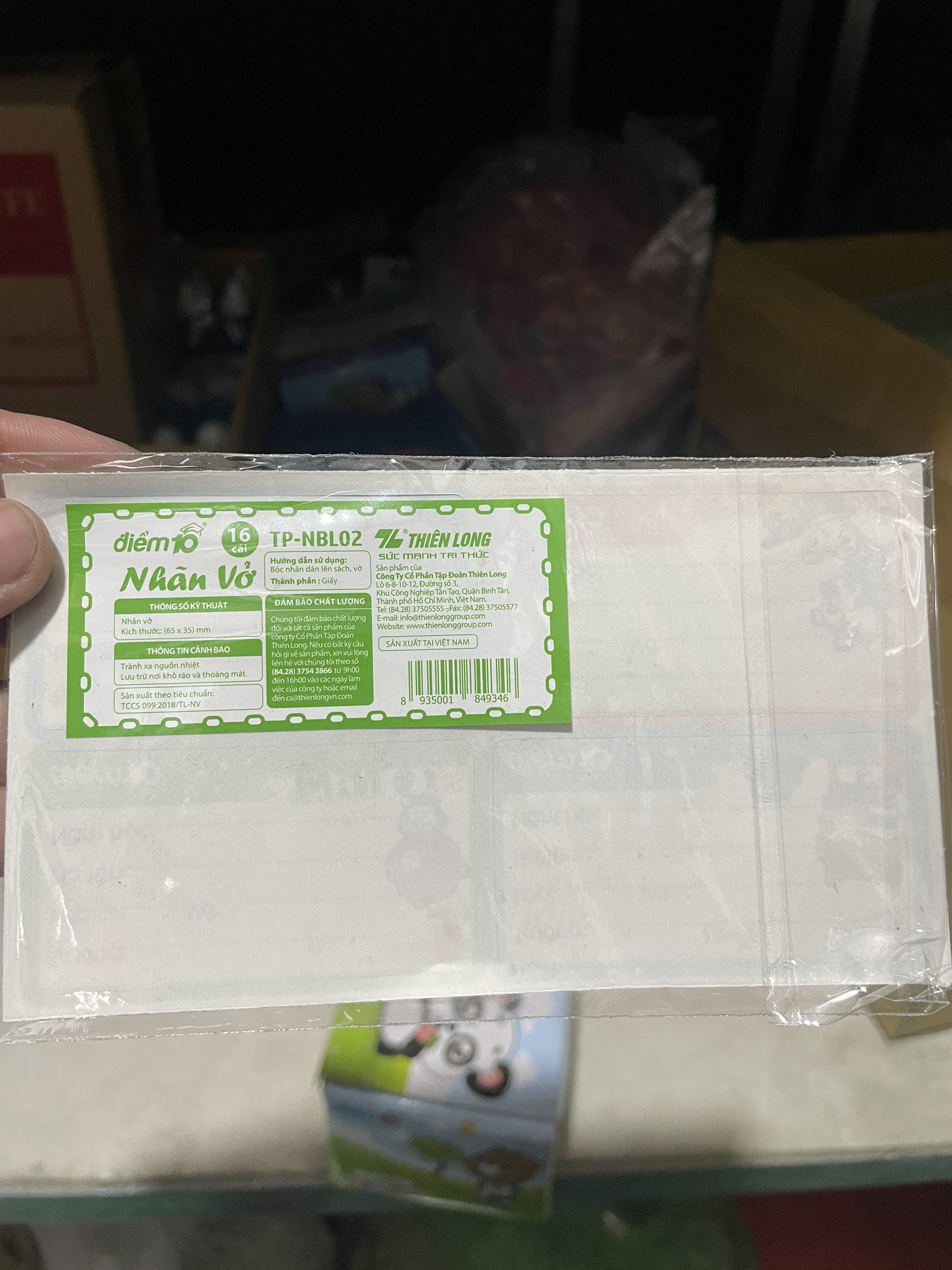 (5 Xấp 80 Cái) Nhãn vở học sinh Điểm 10 Thiên Long TP-NBL02