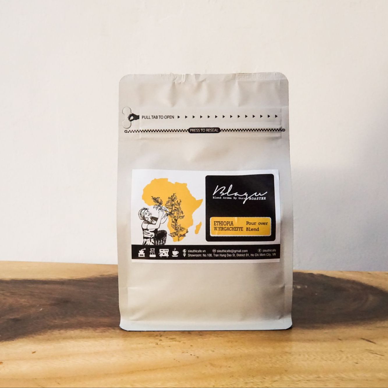 Cà Phê Blagu Hạt Đã Rang, Ethiopia W. Yirgacheffe - 100%Arabica - Light-Medium - 250g