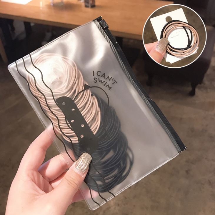 Set 100 Chun Buộc Tóc túi Zip Nhiều Màu