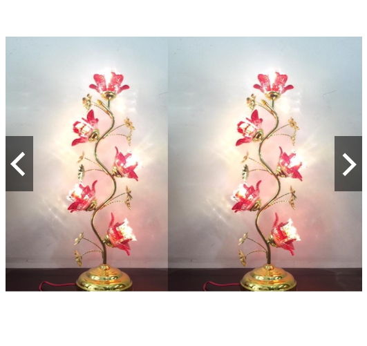 2 CÂY ĐÈN THỜ HOA THỦY TINH PHA LÊ CÁO CẤP 5 BÔNG 75 CM