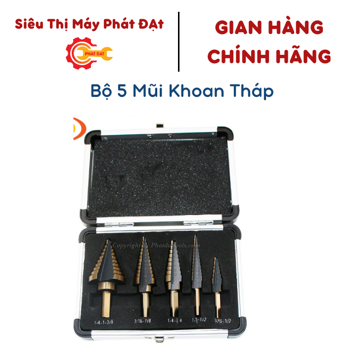 Bộ 5 mũi khoan tháp cao cấp- Khoan inox