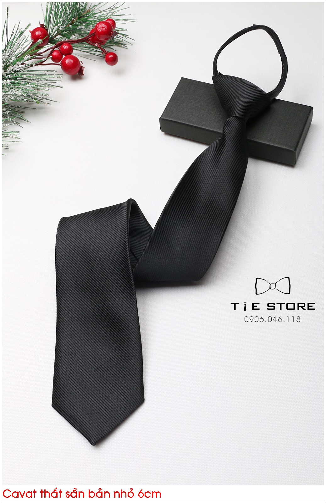 Cà vạt thắt sẵn cao cấp bản nhỏ 6*45cm- cà vạt nam công sở