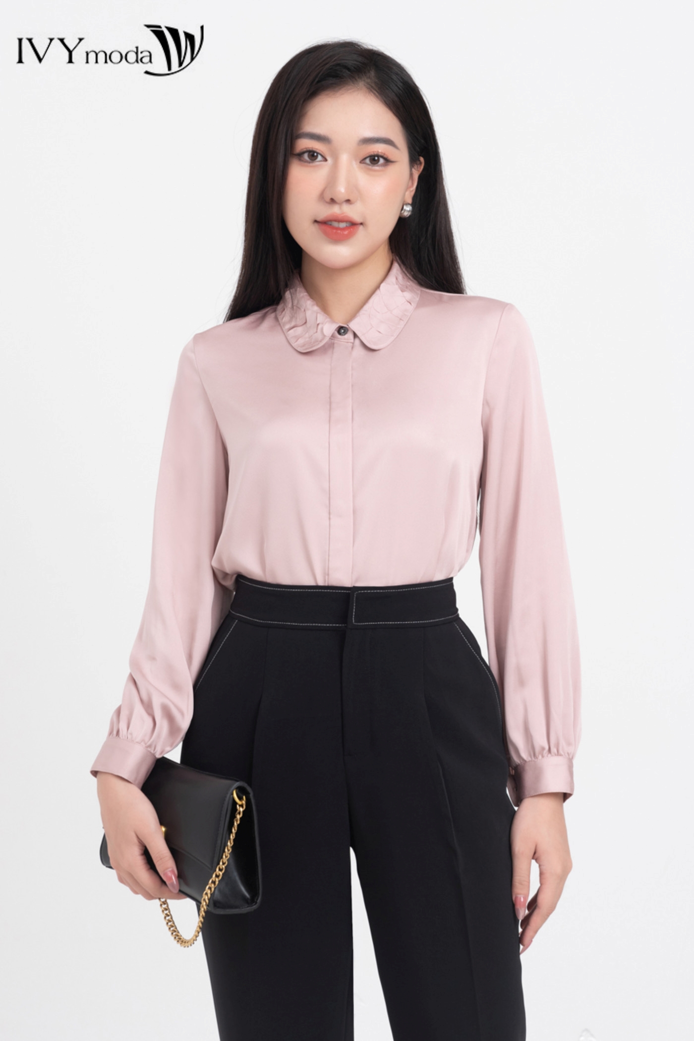 Áo sơ mi cổ sen IVY moda MS 17M7757