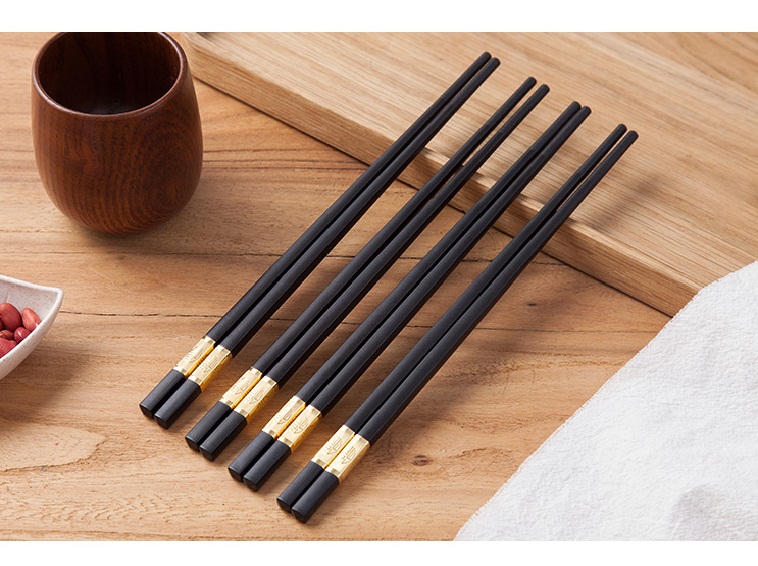 Đũa ăn đầu mạ vàng, hộp 10 đôi, chống mốc, kháng khuẩn