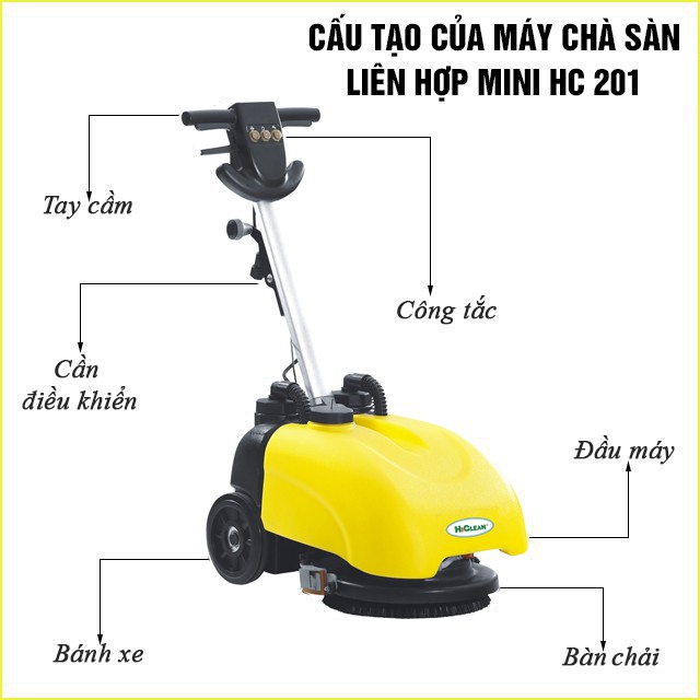 HCMMáy chà sàn liên hợp mini HiClean HC 201 Mới BH 18 tháng