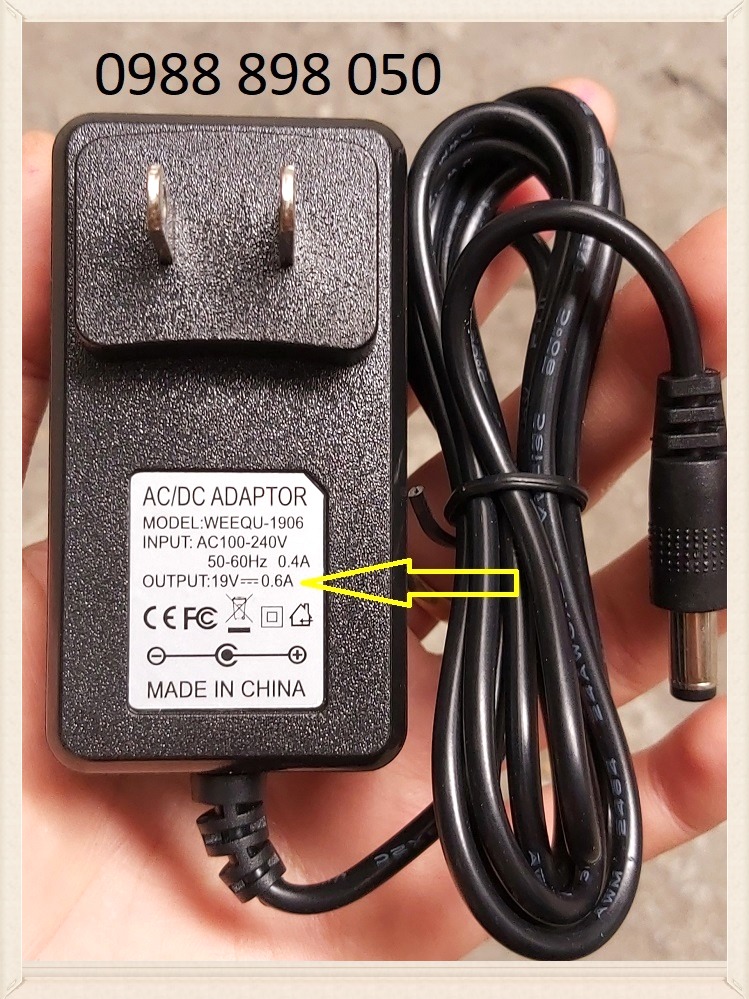 Adapter nguồn sạc 19v 0.6a loại tốt bảo hành 12 tháng