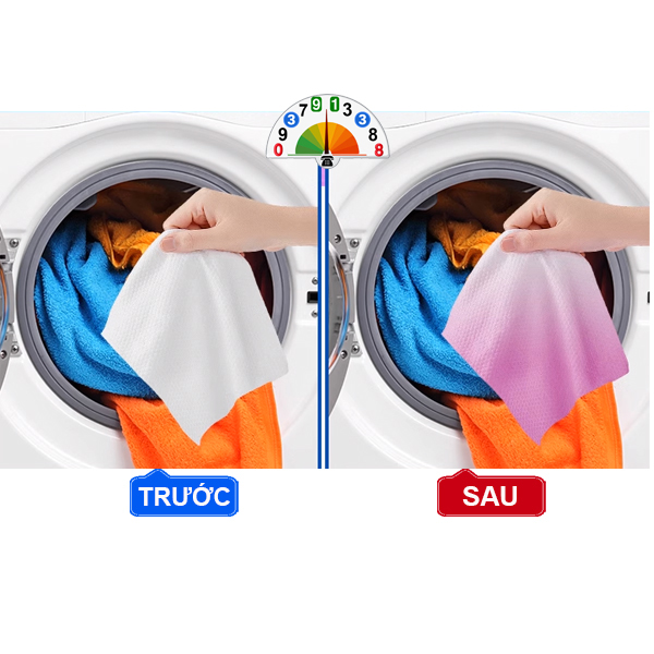 Hộp Giấy Giặt hút màu nhuộm Chống Lem Loang màu Quần áo Túi Lưới Giặt Quần Áo