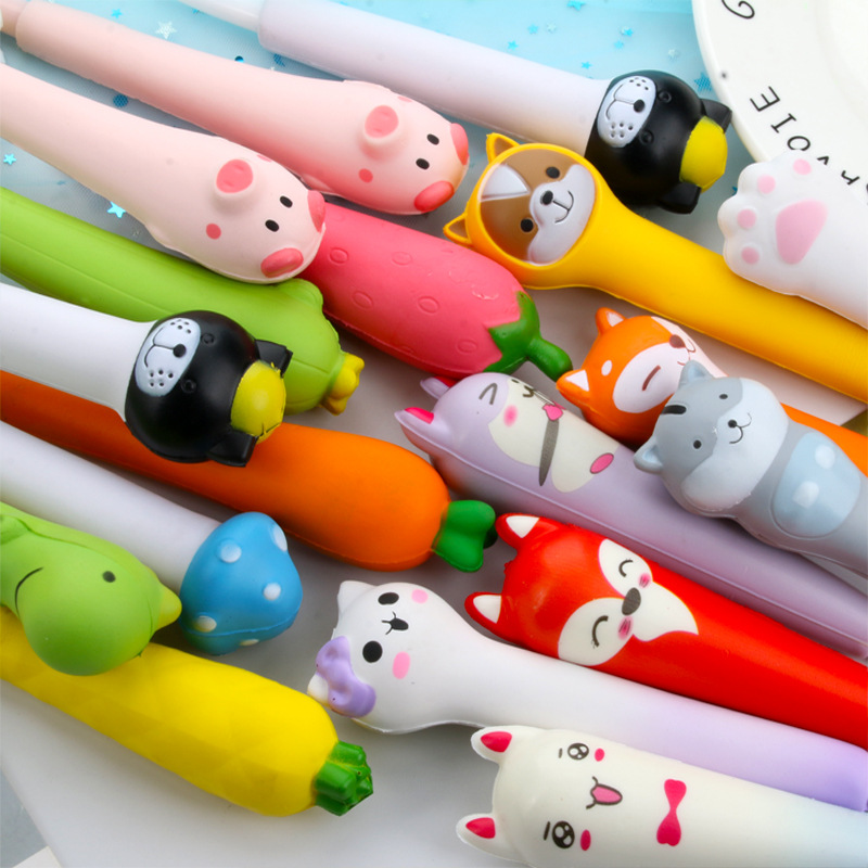 Combo 2 bút squishy gel mực đen - Mèo đeo nơ