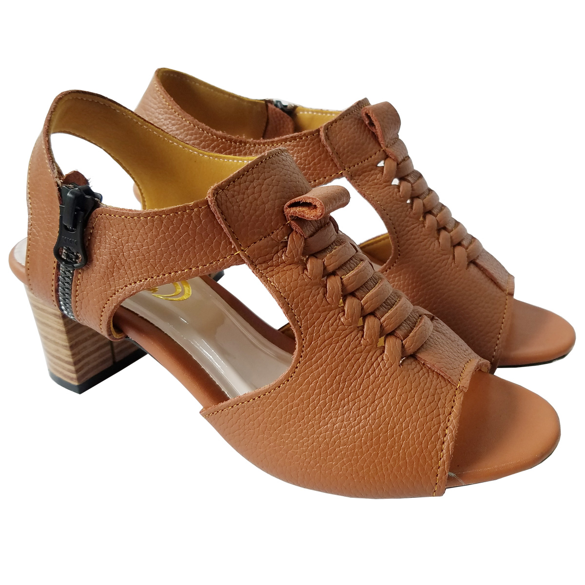 Giày sandal cao gót nữ da bò BIGGBEN gót 5 phân GCGB55