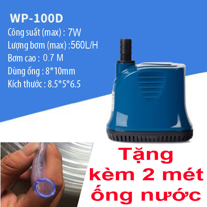 Máy bơm chìm hút đáy dùng nguồn 220V, bơm hút đáy 360 độ SOBO WP-100D + Tạng kèm 1 mét ống nước
