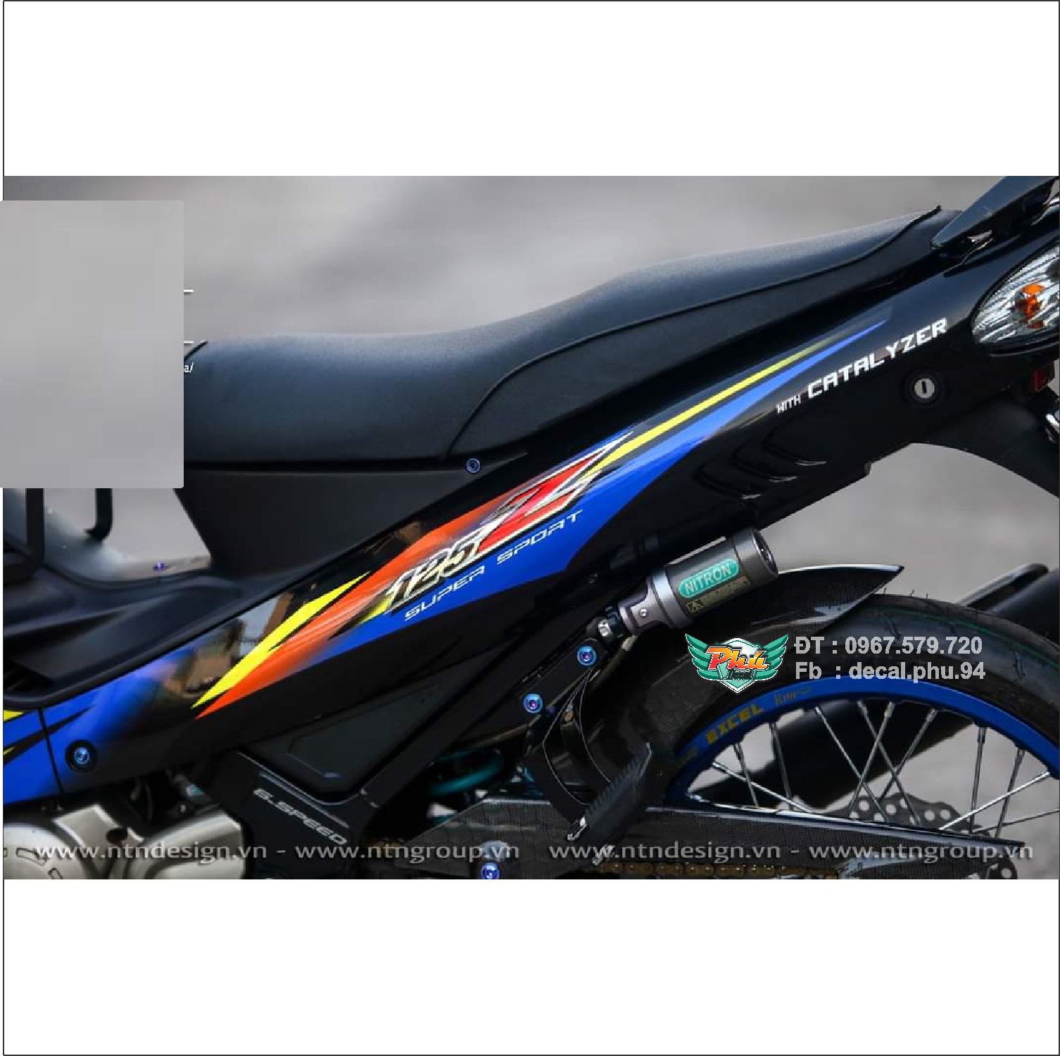 Tem rời xe Yaz 125 đen xanh (m)