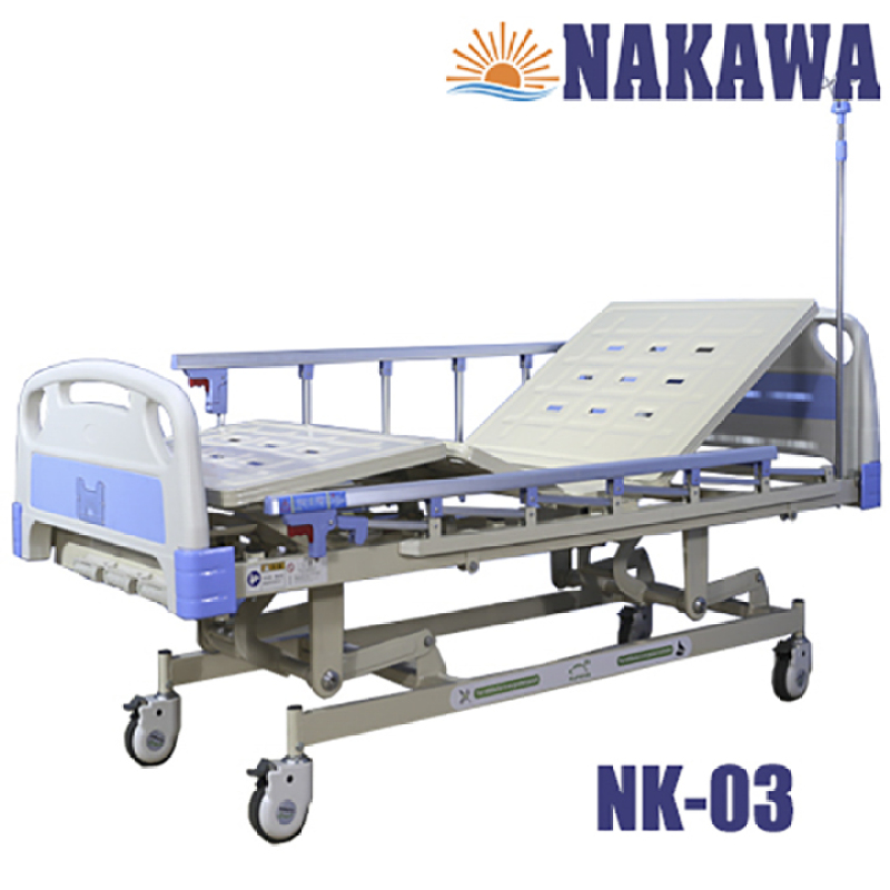 Giường bệnh nhân 3 tay quay NAKAWA,[Giá:10.790.000], giường y tế 3 tay quay, giường bệnh viện đa năng, thiết bị chăm sóc sức khoẻ cho người già, medical bed cao cấp