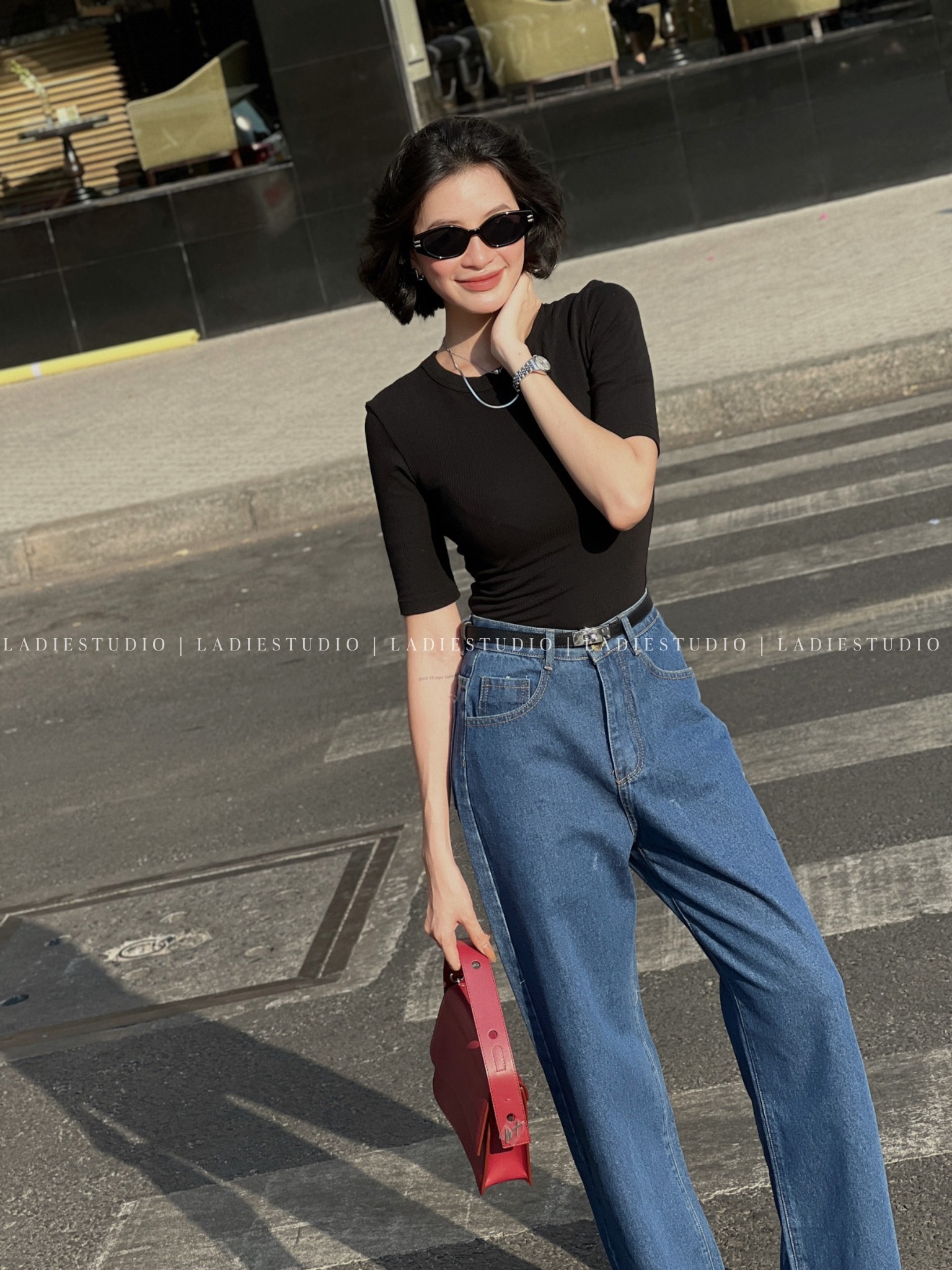 Áo thun trơn tay lửng chất dày dặn, AO47, Ladie Studio