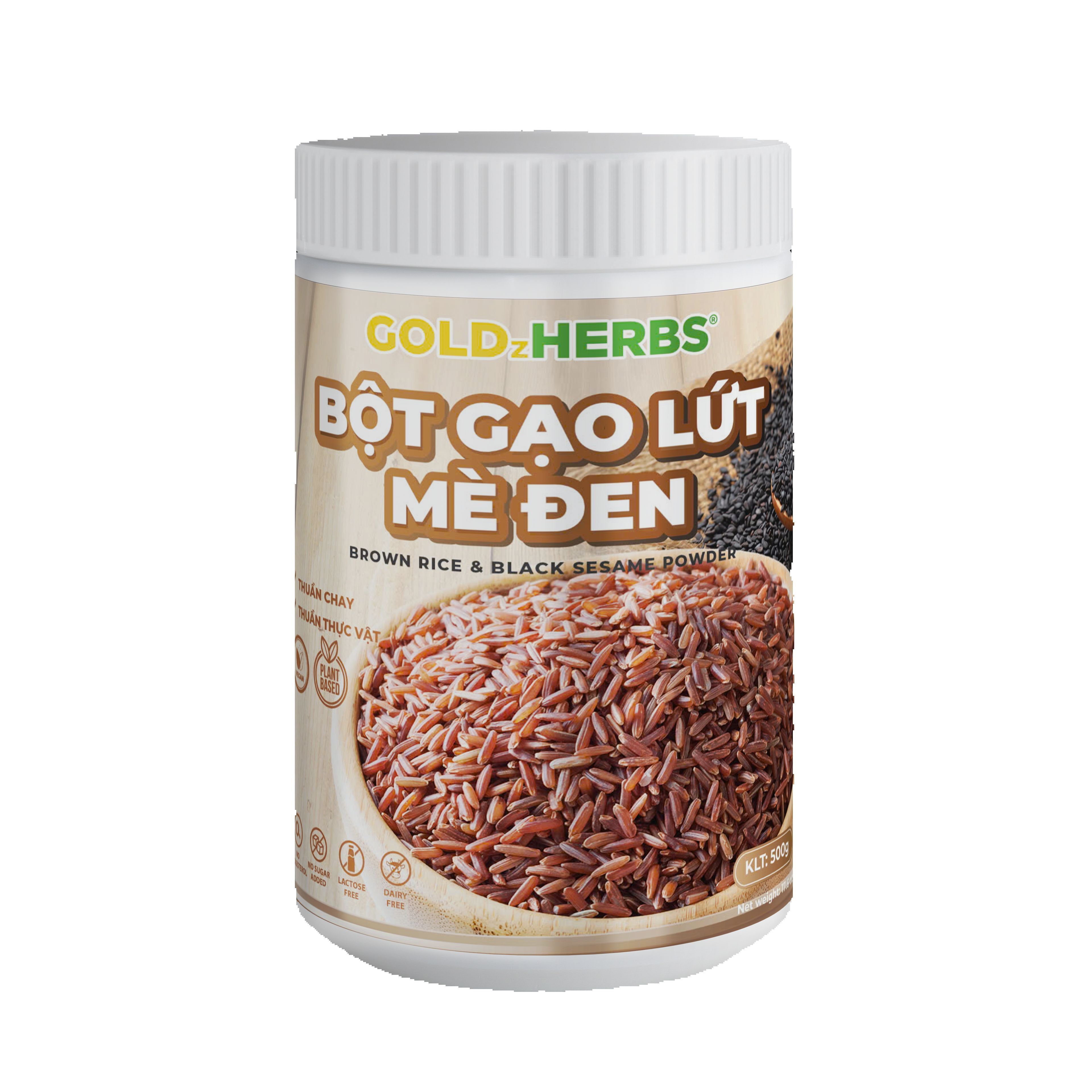 [Hàng cty] Bột gạo lứt mè đen GoldzHerbs – 14 gói/ 500g