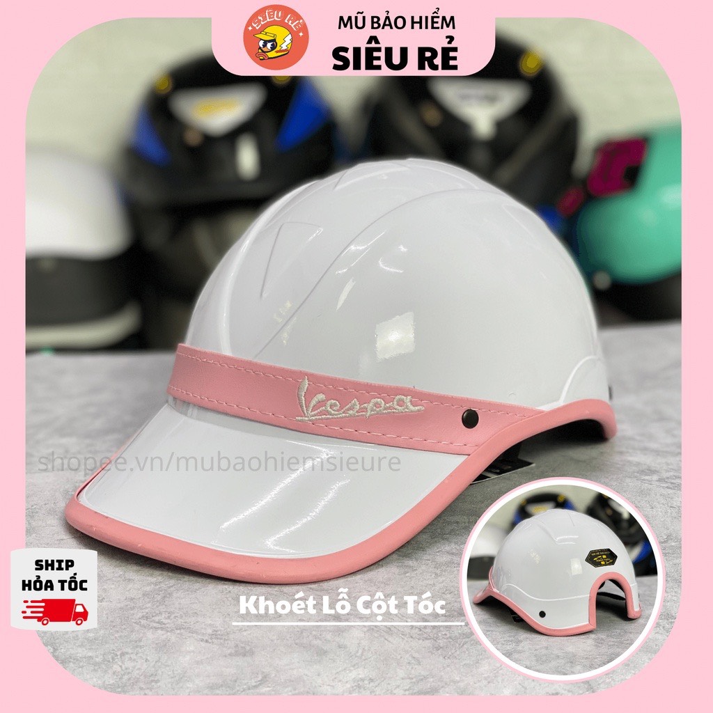 nón bảo hiểm kết nữ vespa có lổ để tóc