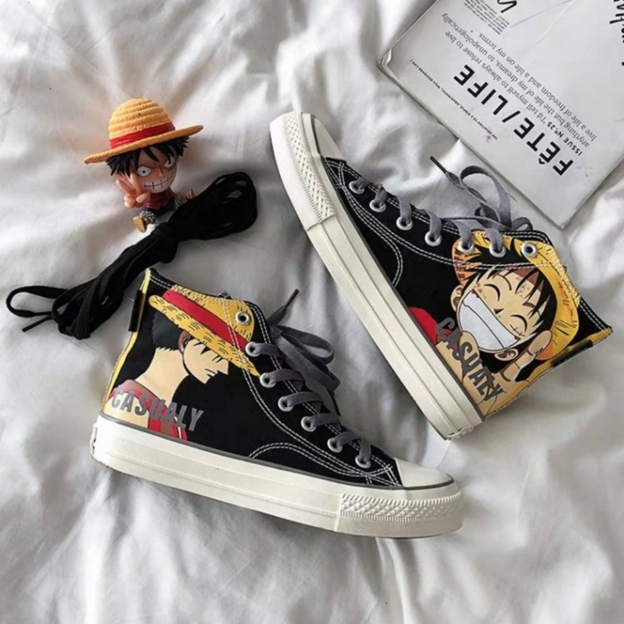 Giày ulzzang dáng Converse in hình anime luffy