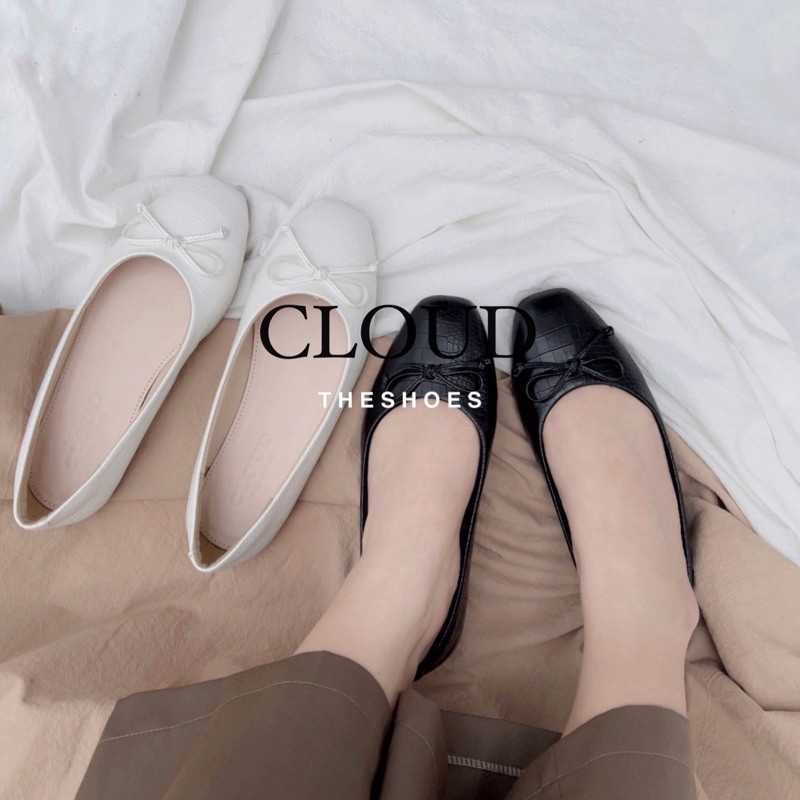 Giày búp bê bệt nơ da vân r CLOUD