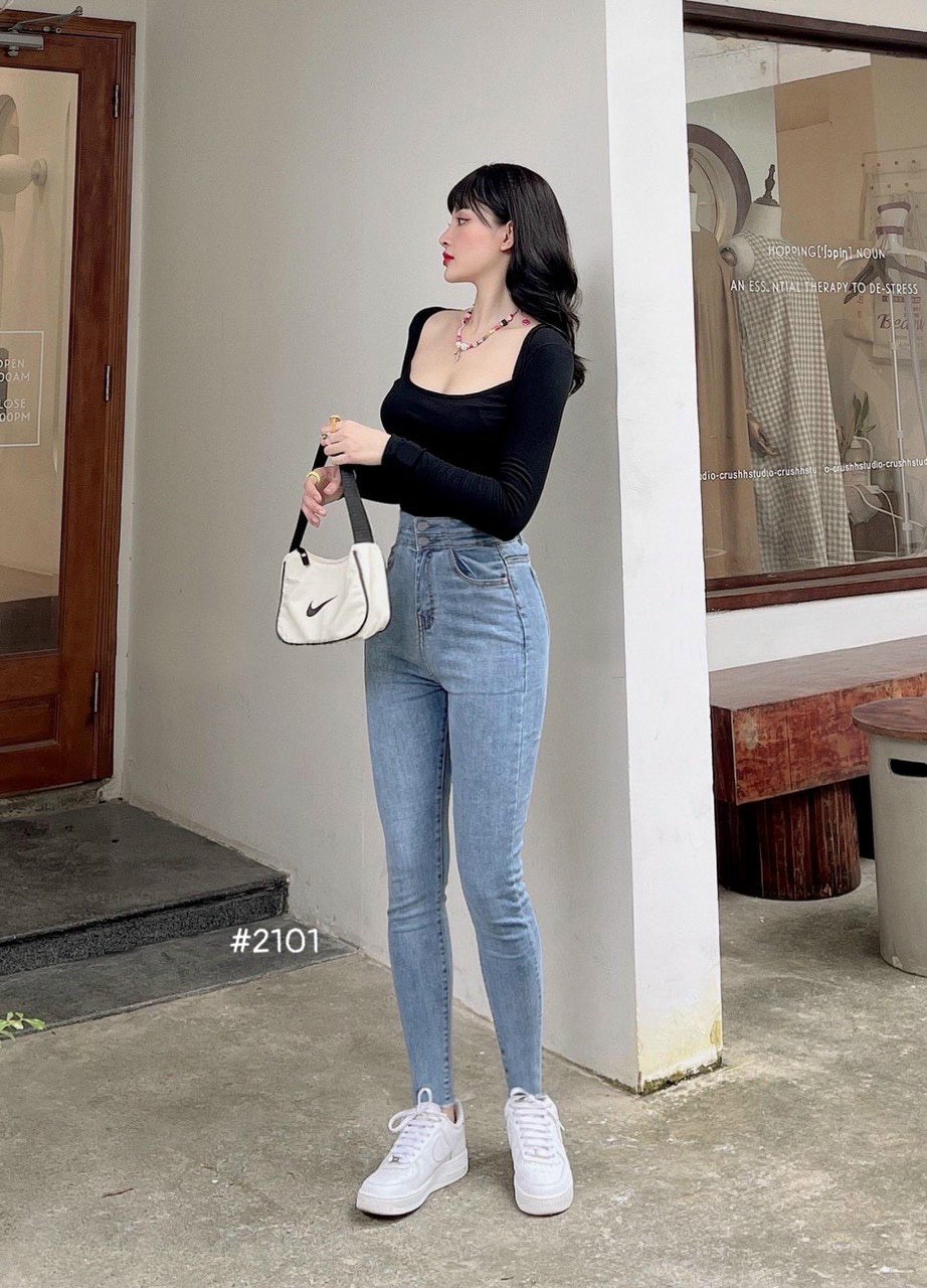Quần Jean Nữ Ôm Rách Gối Đủ Size-JT