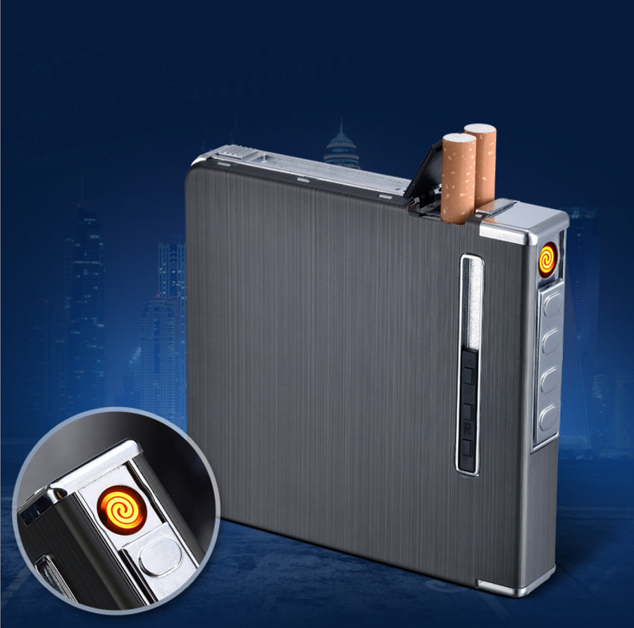 Hộp đựng thuốc đa năng Focus 20 điếu có kèm bật lửa hồng ngoại đẩy thuốc tự động