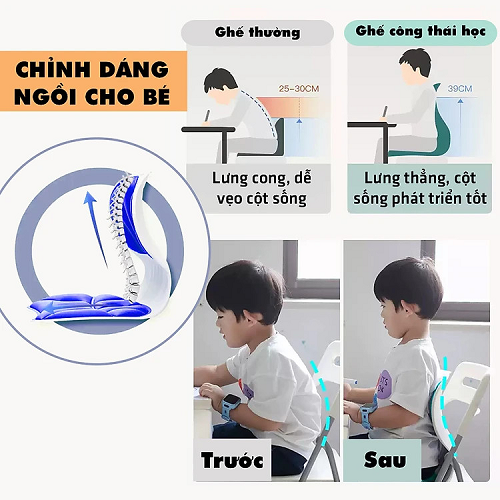 Ghế tựa lưng chống gù, Ghế công thái học Điều Chỉnh Dáng Ngồi người lớn và trẻ em, Nắn Chỉnh Cột Sống,Chống Gù Lưng cực kì thoải mái